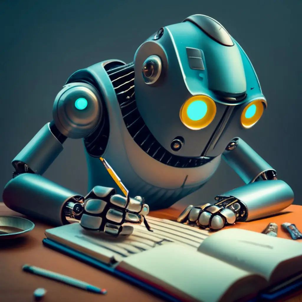 Robot writing in a journal